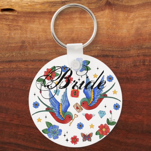 Bruid Sleutelhanger Traditional Bird Tattoo Sparro (Voorkant)