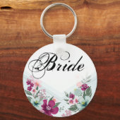 Bruid Sleutelhanger Tropische Bloem op Blue Ombre (Voorkant)