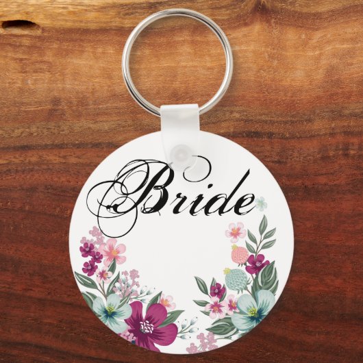Bruid Sleutelhanger Tropische Bloem op Wit (Voorkant)
