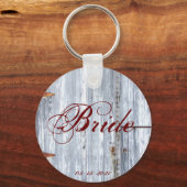 bruid Sleutelhanger wit wassen hout schuur deur la (Voorkant)