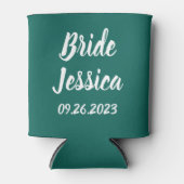 Bruid Smaragdgroen Elegant Schrift Huwelijken Blikjeskoeler (Voorkant)