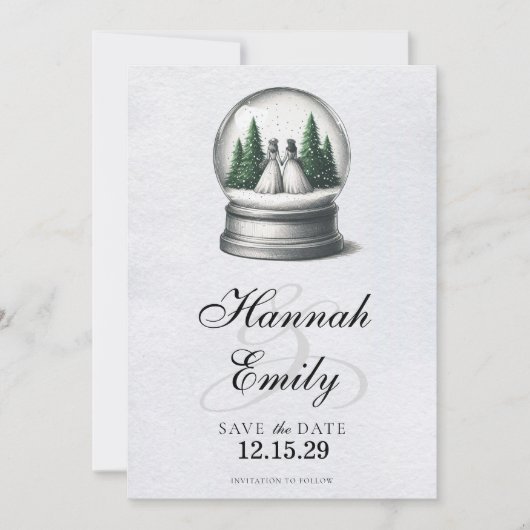 Bruid Sneeuwbol Save The Date (Voorkant)