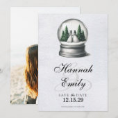 Bruid Sneeuwbol Save The Date (Voorkant / Achterkant)