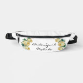 Bruid Squad Geel Bloemen Goud Glitter Geo Heuptasje (Voorkant)