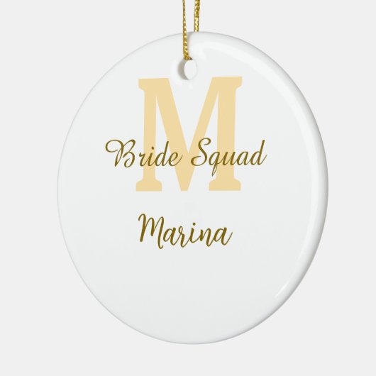 Bruid squad initiaal gouden bruidsdouche eenvoudig keramisch ornament (Links)