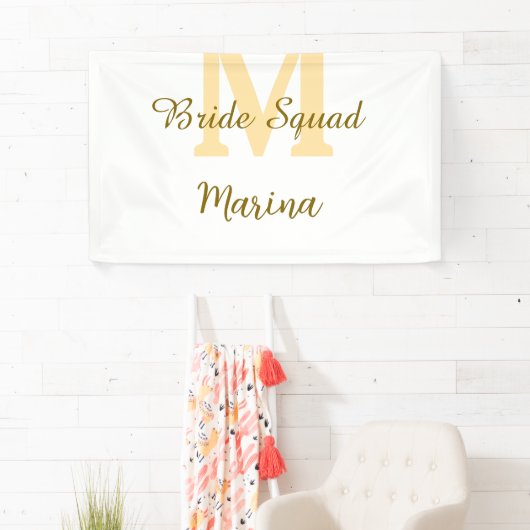 Bruid squad initiaal gouden bruidsdouche eenvoudig spandoek (Insitu)