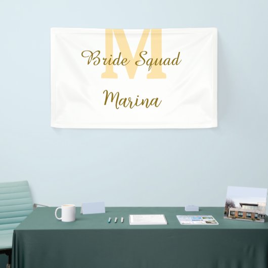 Bruid squad initiaal gouden bruidsdouche eenvoudig spandoek (Beurs)