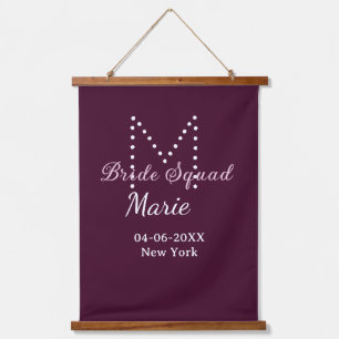 Bruid squad naam monogram bruidsmeisje mauve hangend wandkleed