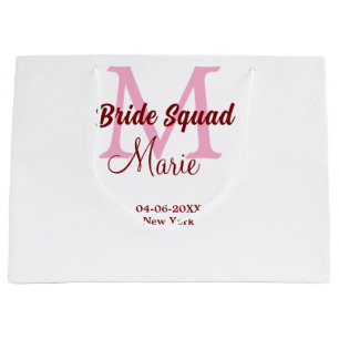 Bruid squad naam toevoegen monogram bruidsmeisje r groot cadeauzakje