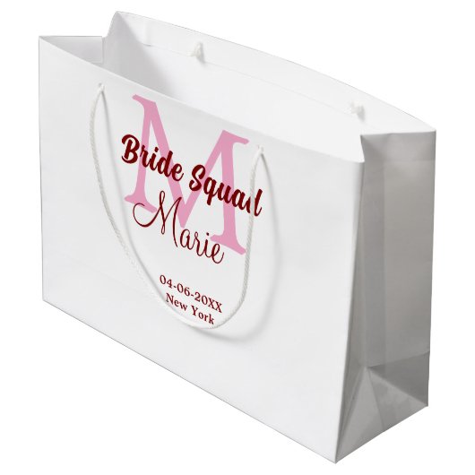 Bruid squad naam toevoegen monogram bruidsmeisje r groot cadeauzakje (Achterkant Gekanteld)