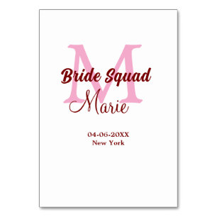 Bruid squad naam toevoegen monogram bruidsmeisje r kaart
