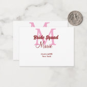 Bruid squad naam toevoegen monogram bruidsmeisje r notitiekaartje (Voorkant / Achterkant in situ)