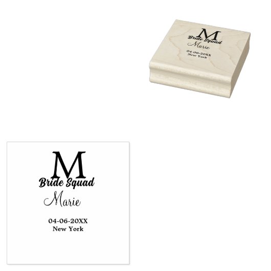 Bruid squad naam toevoegen monogram bruidsmeisje r rubberstempel (Gestempeld)