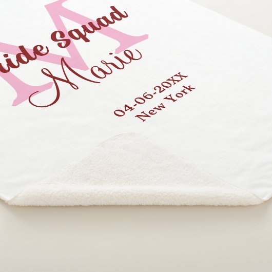 Bruid squad naam toevoegen monogram bruidsmeisje r sherpa deken (3/4)