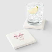 Bruid squad naam toevoegen monogram bruidsmeisje r stenen onderzetter (Zijkant)