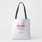 Bruid squad naam toevoegen monogram bruidsmeisje r tote bag (Voorkant)