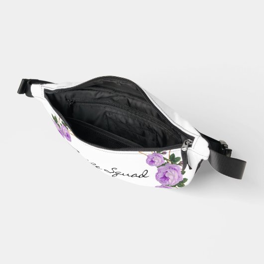 Bruid Squad Paarse Bloemen  Gouden Glitter Geo Heuptasje (Open)