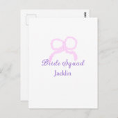 Bruid squad roze glitter boog ster bruidsmeisje na briefkaart (Voorkant / Achterkant)