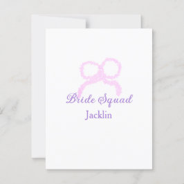 Bruid squad roze glitter boog ster bruidsmeisje na briefkaart