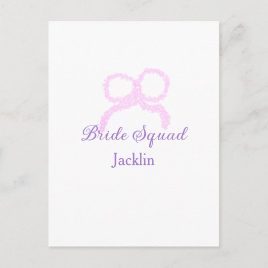 Bruid squad roze glitter boog ster bruidsmeisje na briefkaart (Voorkant)
