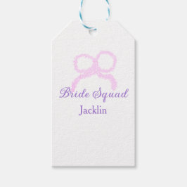 Bruid squad roze glitter boog ster bruidsmeisje na cadeaulabel