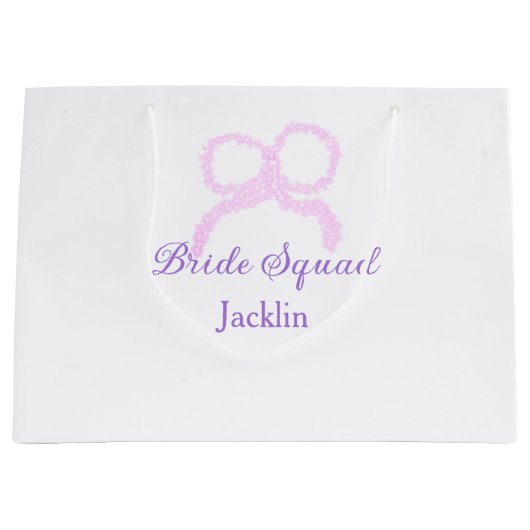 Bruid squad roze glitter boog ster bruidsmeisje na groot cadeauzakje (Voorkant)