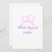 Bruid squad roze glitter boog ster bruidsmeisje na kaart (Voorkant / Achterkant)