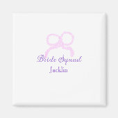 Bruid squad roze glitter boog ster bruidsmeisje na magneet (Voorkant)