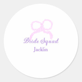Bruid squad roze glitter boog ster bruidsmeisje na ronde sticker