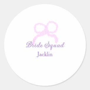 Bruid squad roze glitter boog ster bruidsmeisje na ronde sticker