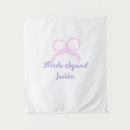 Bruid squad roze glitter boog ster bruidsmeisje na wandkleed