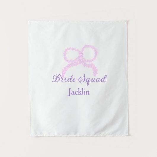 Bruid squad roze glitter boog ster bruidsmeisje na wandkleed (Voorkant)