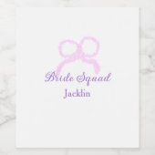 Bruid squad roze glitter boog ster bruidsmeisje na wijn etiket (Enkel label)