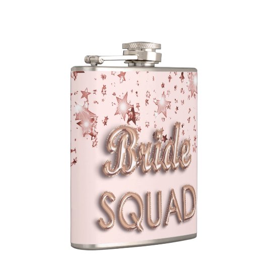 Bruid squad roze goud blozen sterren vrijgezellenf heupfles (Rechts)