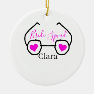 Bruid squad roze zwarte duikbril hart bruidsmeisje keramisch ornament