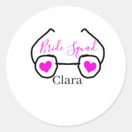 Bruid squad roze zwarte duikbril hart bruidsmeisje ronde sticker