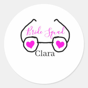 Bruid squad roze zwarte duikbril hart bruidsmeisje ronde sticker