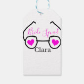 Bruid squad roze zwarte Googles hart bruidsmeisje Cadeaulabel (Achterkant)