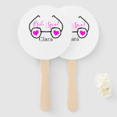 Bruid squad roze zwarte Googles hart bruidsmeisje Handwaaier (Voorkant en achterkant)