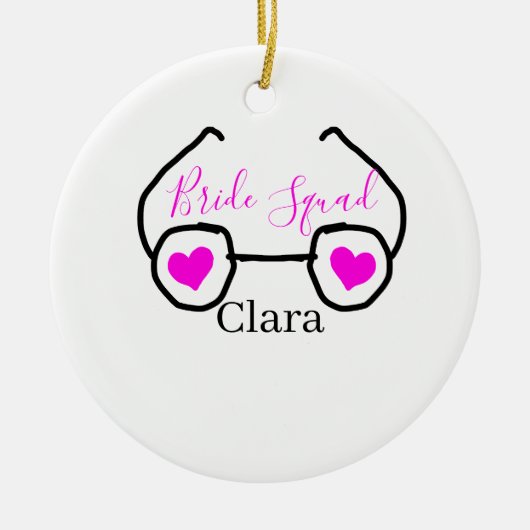 Bruid squad roze zwarte Googles hart bruidsmeisje Keramisch Ornament (Voorkant)