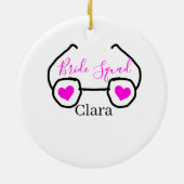 Bruid squad roze zwarte Googles hart bruidsmeisje Keramisch Ornament (Achterkant)