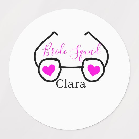 Bruid squad roze zwarte Googles hart bruidsmeisje Labels (Design 1)