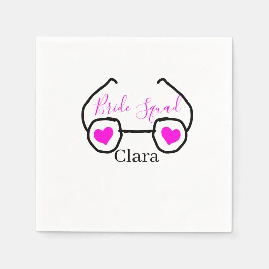 Bruid squad roze zwarte Googles hart bruidsmeisje Servet (Voorkant)