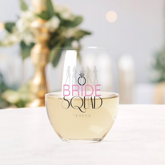 Bruid Squad Silhouetten Roze ID252 Wijnglas Zonder Voet (Insitu (Huwelijk))