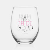Bruid Squad Silhouetten Roze ID252 Wijnglas Zonder Voet (Voorkant)