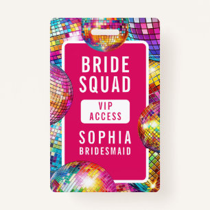 Bruid Squad VIP Disco Ball Foto Bachelorette Badge