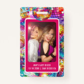 Bruid Squad VIP Disco Ball Foto Bachelorette Badge (Achterkant)