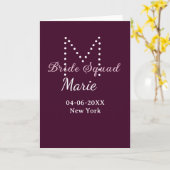 Bruid squad voeg naam monogram bruidsmeisje mauve kaart (Gele Bloem)