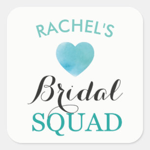 Bruid Squad Vrijgezellenfeest Stickers Aqua Heart