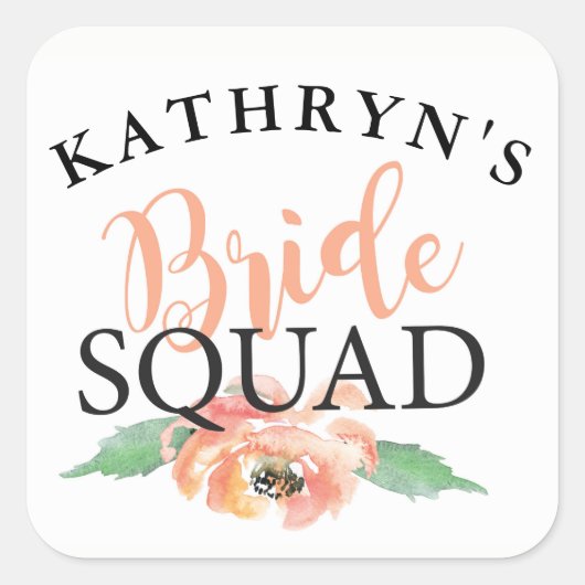 Bruid Squad Vrijgezellenfeest Stickers Floral Cora (Voorkant)